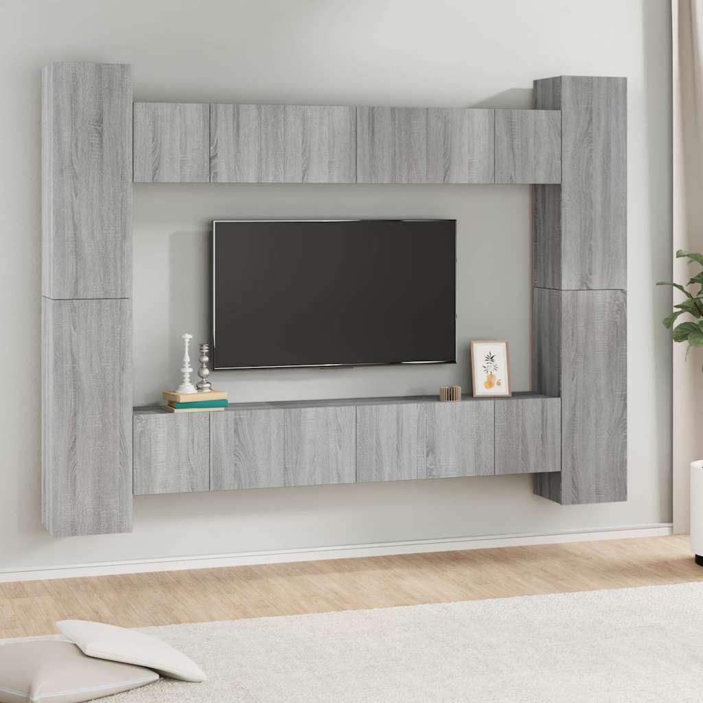 vidaXL 10 Piece TV Cabinet Set Grey Sonoma Engineered Wood 1