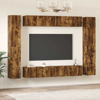 vidaXL 10 Piece TV Cabinet Set Smoked Oak Engineered Wood 3
