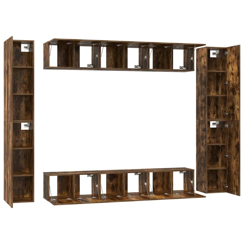 vidaXL 10 Piece TV Cabinet Set Smoked Oak Engineered Wood 4