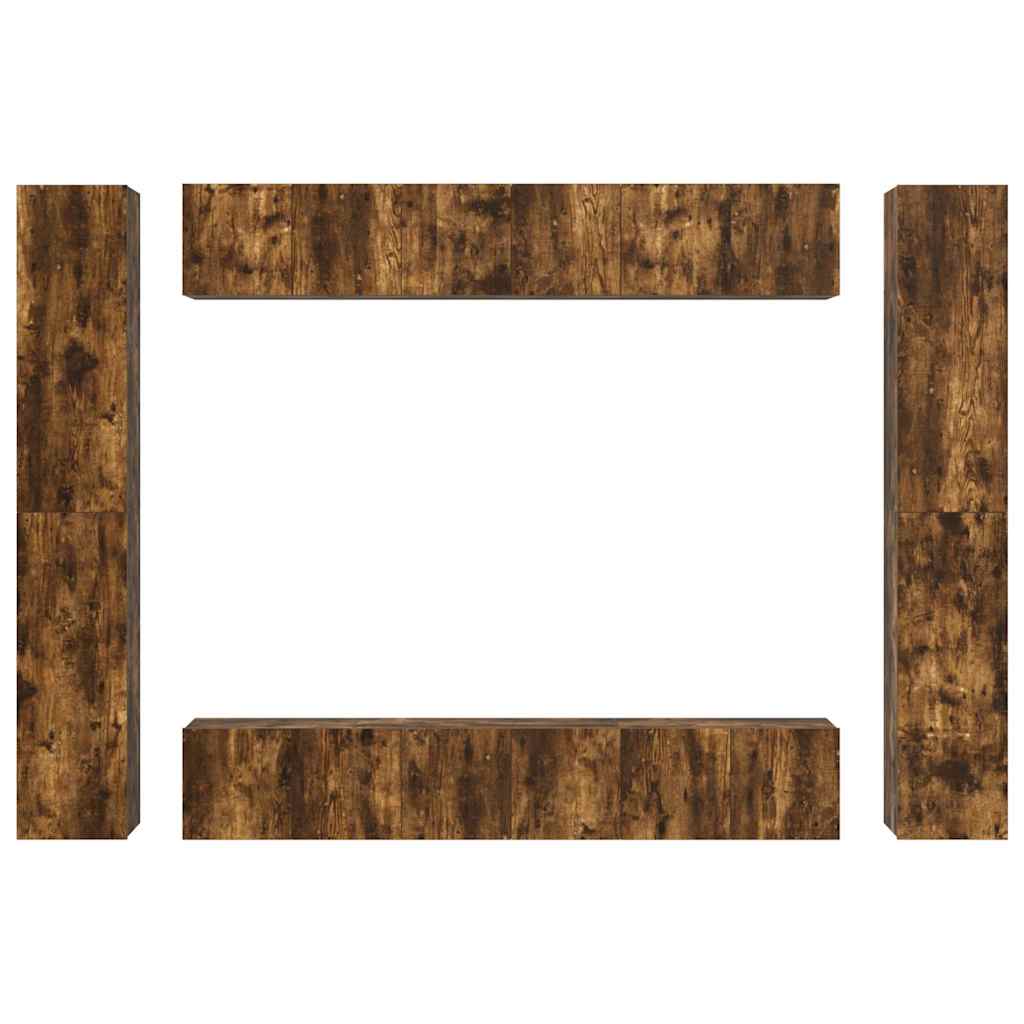 vidaXL 10 Piece TV Cabinet Set Smoked Oak Engineered Wood 5