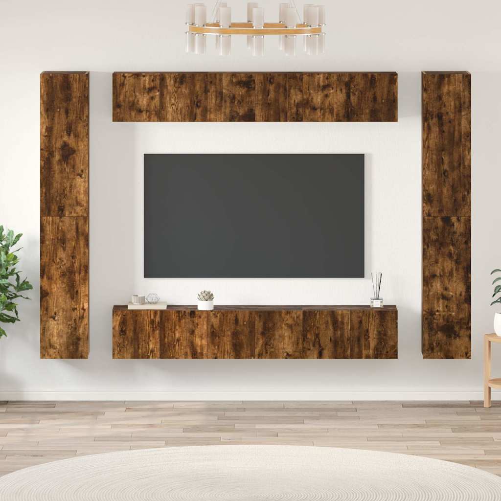 vidaXL 10 Piece TV Cabinet Set Smoked Oak Engineered Wood 1