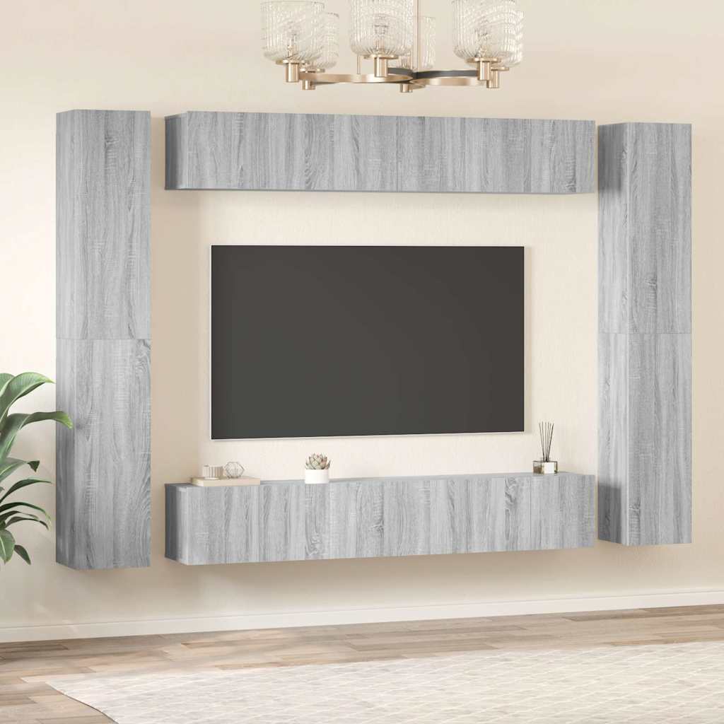 vidaXL 10 Piece TV Cabinet Set Grey Sonoma Engineered Wood 3