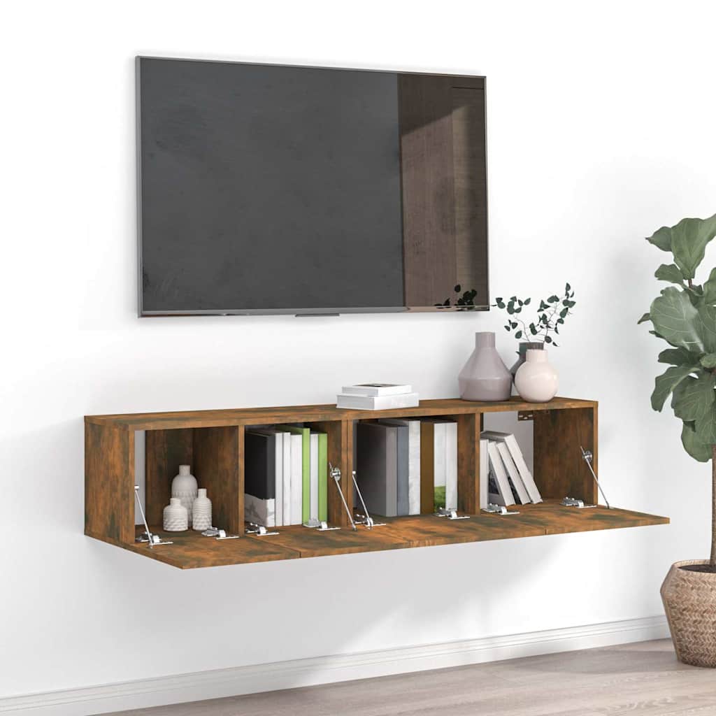 2 Piece TV Cabinet Set Engineered Wood Width 60/80 cm Smoked oak