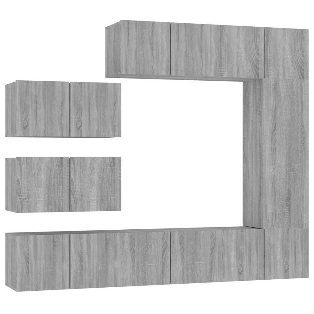 vidaXL 8 Piece TV Cabinet Set Grey Sonoma Engineered Wood 2