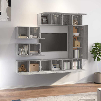 vidaXL 8 Piece TV Cabinet Set Grey Sonoma Engineered Wood 3