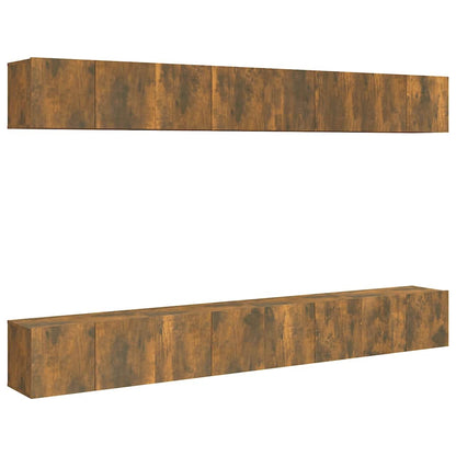 vidaXL 8 Piece Wall-mounted TV Cabinet Set Smoked Oak 60x30x30 cm Engineered Wood 2
