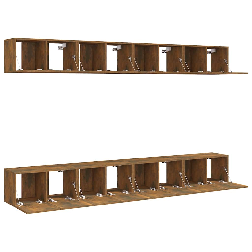vidaXL 8 Piece Wall-mounted TV Cabinet Set Smoked Oak 60x30x30 cm Engineered Wood 3