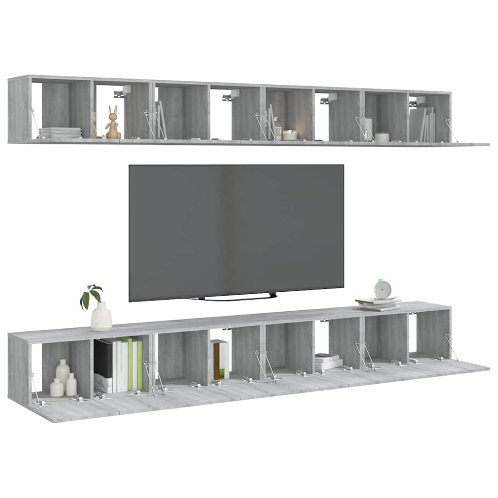 vidaXL TV Cabinets 8 pcs Grey Sonoma 60x30x30 cm Engineered Wood 3