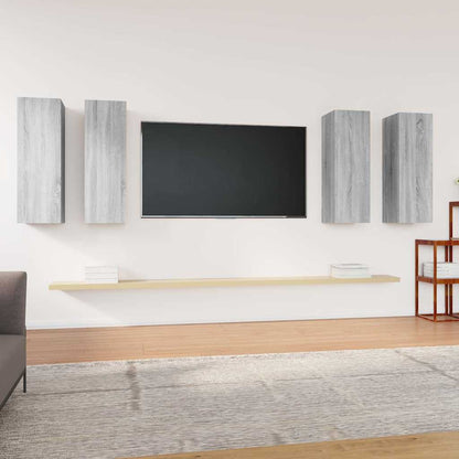 4 Piece TV Cabinet Set 30.5x30x90 cm Engineered Wood Grey sonoma