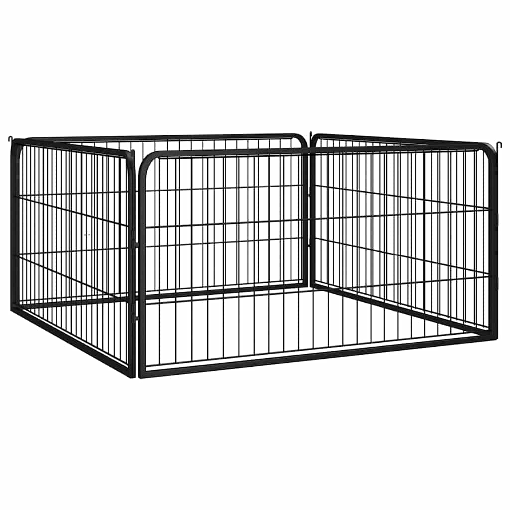 vidaXL 8-Panel Dog Playpen Black 100x50 cm Powder-coated Steel