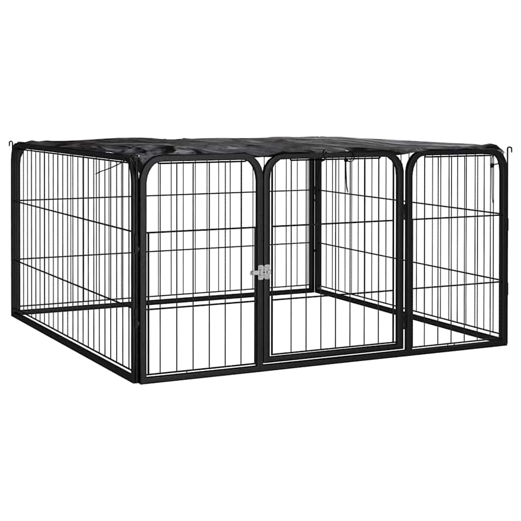 vidaXL 8-Panel Dog Playpen Black 100x50 cm Powder-coated Steel