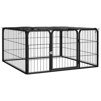 vidaXL 8-Panel Dog Playpen Black 100x50 cm Powder-coated Steel