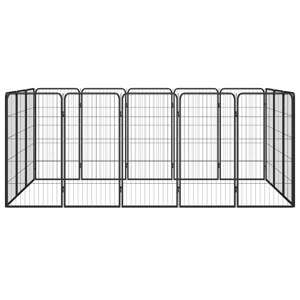 vidaXL 16-Panel Dog Playpen Black 50x100 cm Powder-coated Steel 2