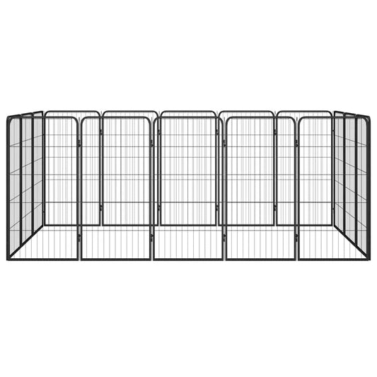8-Panel Dog Playpen Black 50x100 cm Powder-coated Steel 250 cm 150 cm
