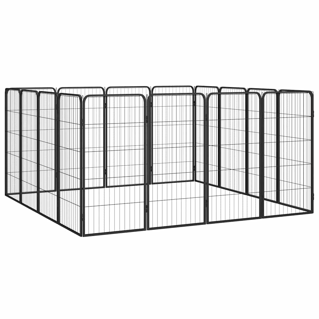 vidaXL 16-Panel Dog Playpen Black 50x100 cm Powder-coated Steel 3