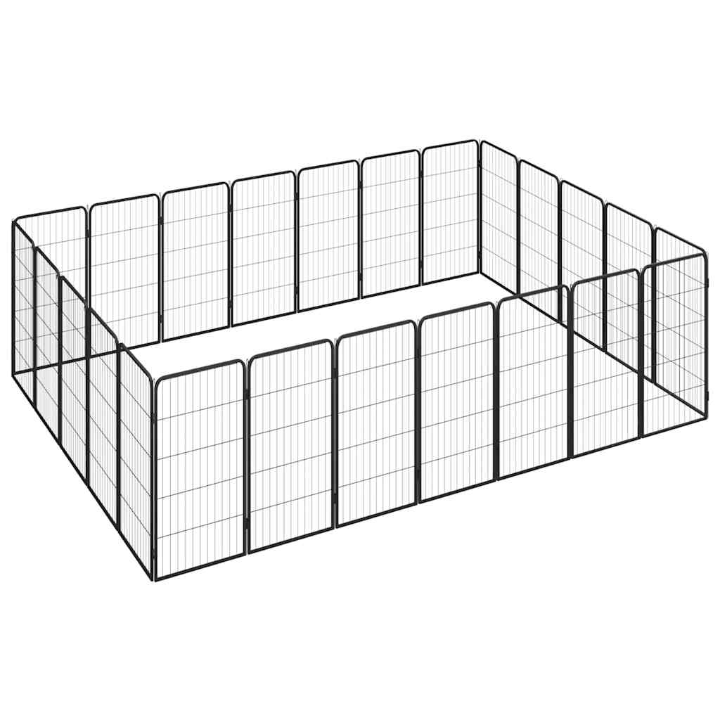 vidaXL 24-Panel Dog Playpen Black 50x100 cm Powder-coated Steel 1