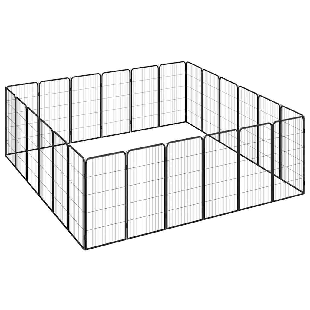 vidaXL 24-Panel Dog Playpen Black 50x100 cm Powder-coated Steel 3