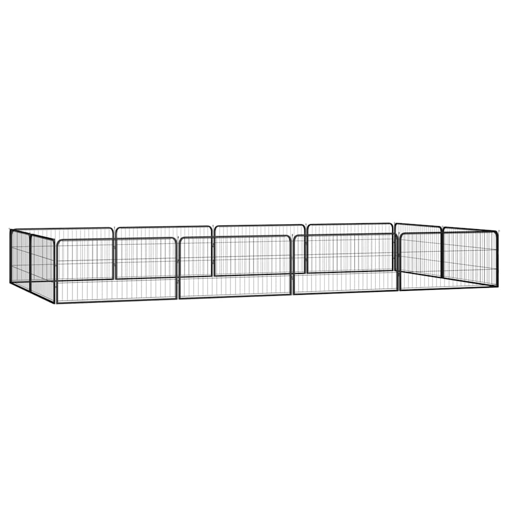 vidaXL 8-Panel Dog Playpen Black 100x50 cm Powder-coated Steel