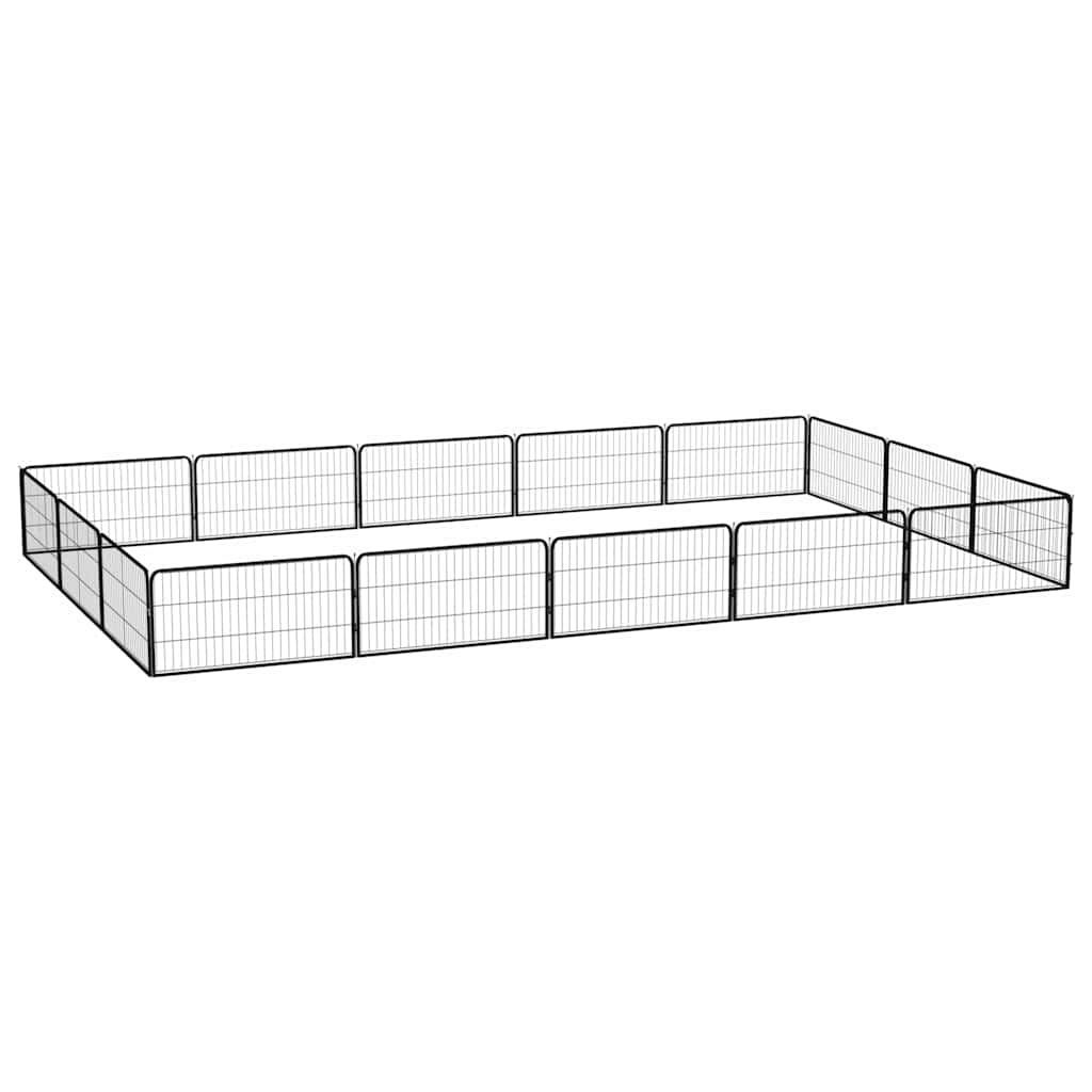 vidaXL 8-Panel Dog Playpen Black 100x50 cm Powder-coated Steel