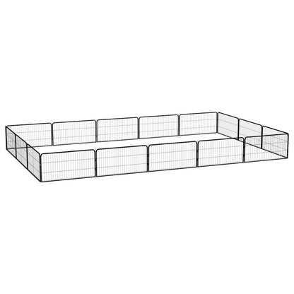 vidaXL 8-Panel Dog Playpen Black 100x50 cm Powder-coated Steel