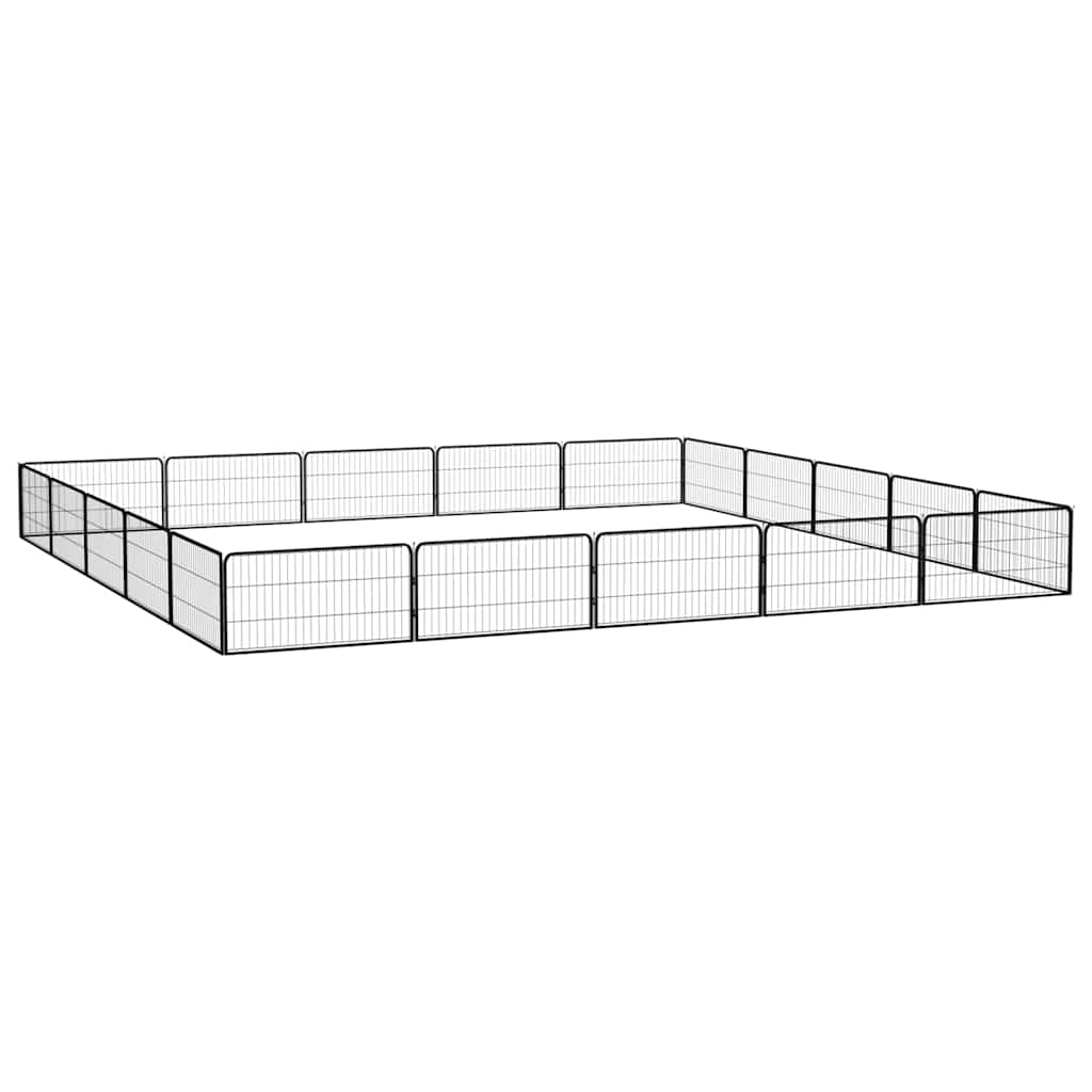 8-Panel Dog Playpen Black 100x50 cm Powder-coated Steel 600 cm 400 cm