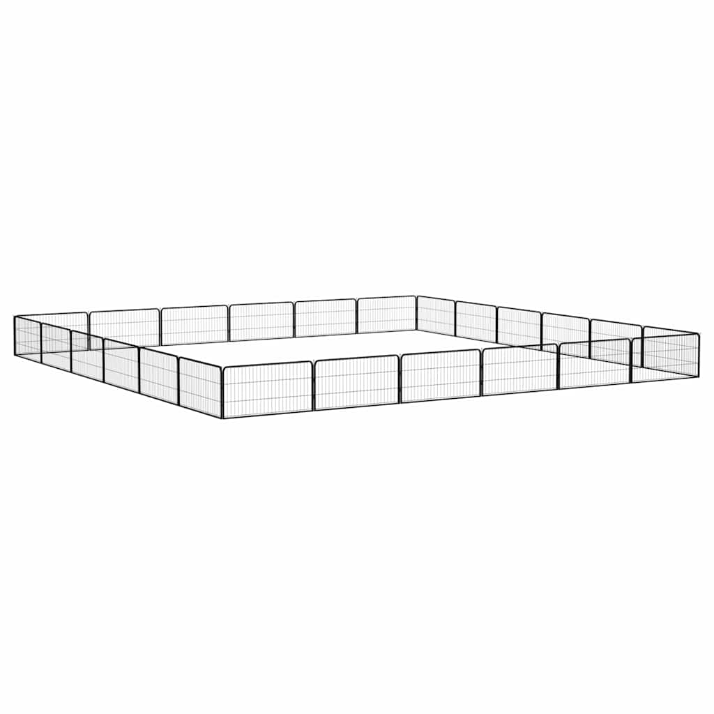 vidaXL 24-Panel Dog Playpen Black 100x50 cm Powder-coated Steel 3