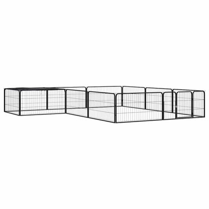 vidaXL 8-Panel Dog Playpen Black 100x50 cm Powder-coated Steel