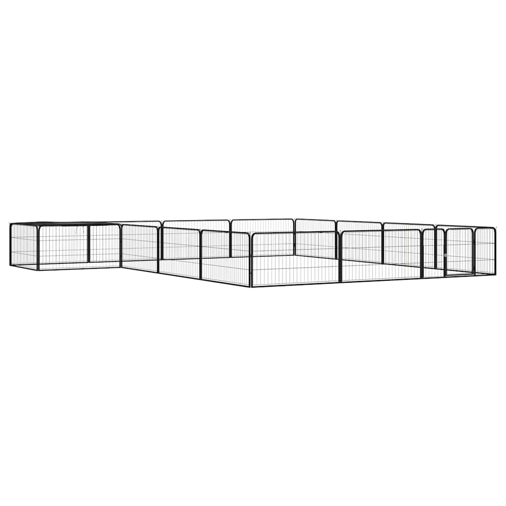 vidaXL 8-Panel Dog Playpen Black 100x50 cm Powder-coated Steel
