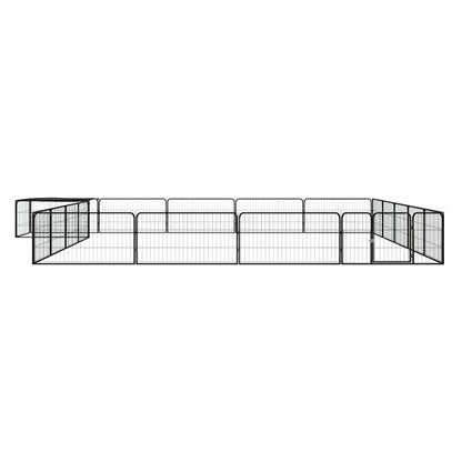8-Panel Dog Playpen Black 100x50 cm Powder-coated Steel 500 cm 500 cm