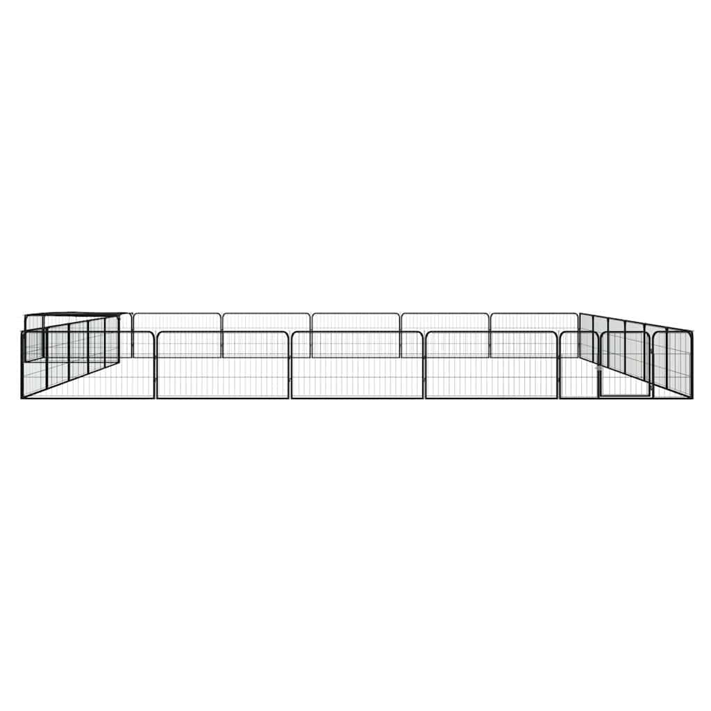 vidaXL 24-Panel Dog Playpen Black 100x50 cm Powder-coated Steel 2