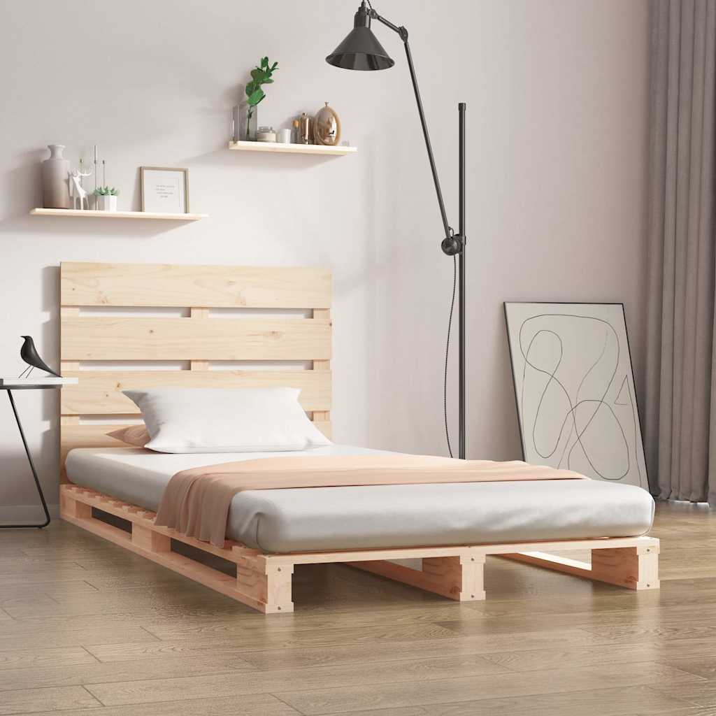 Bed Frame without Mattress Solid Wood Pine Length 200 cm Natural 90 cm