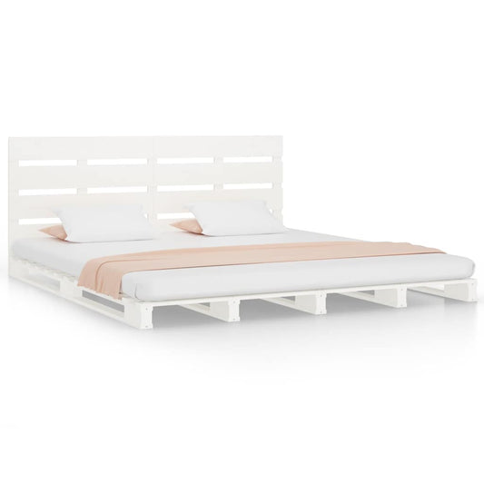 vidaXL Bed Frame without Mattress White 180x200 cm Super King Solid Wood Pine 2