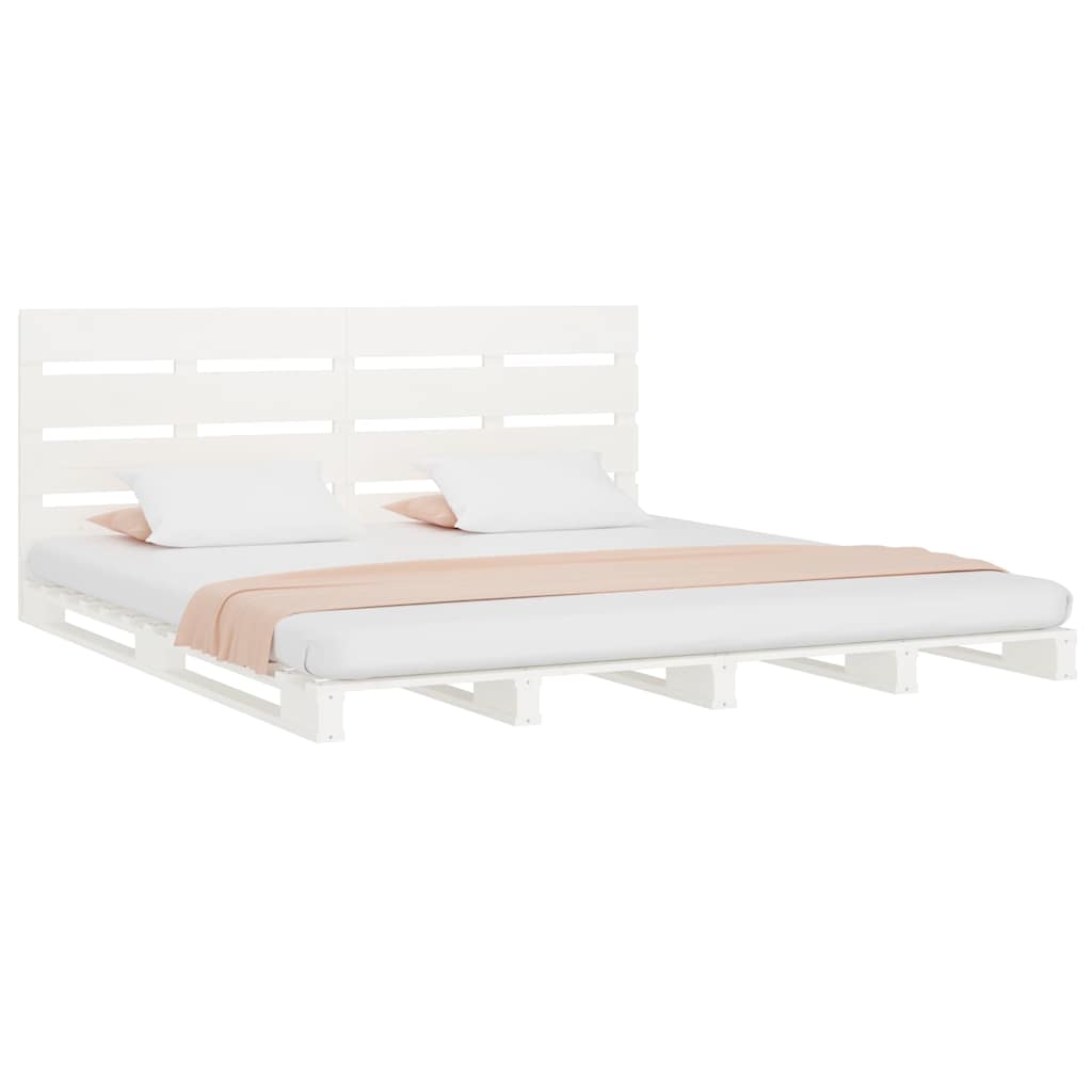 vidaXL Bed Frame without Mattress White 180x200 cm Super King Solid Wood Pine 4