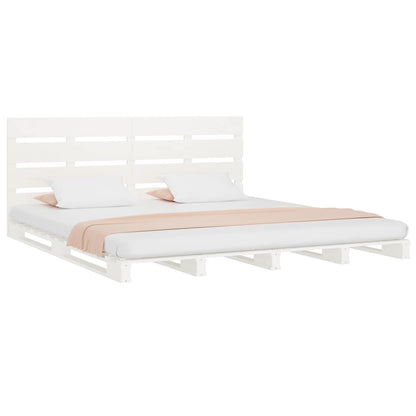 vidaXL Bed Frame without Mattress White 180x200 cm Super King Solid Wood Pine 4
