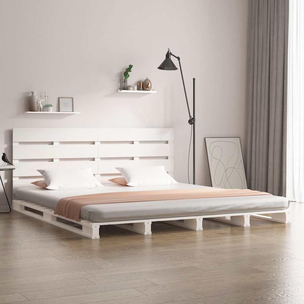 vidaXL Bed Frame without Mattress White 180x200 cm Super King Solid Wood Pine 1