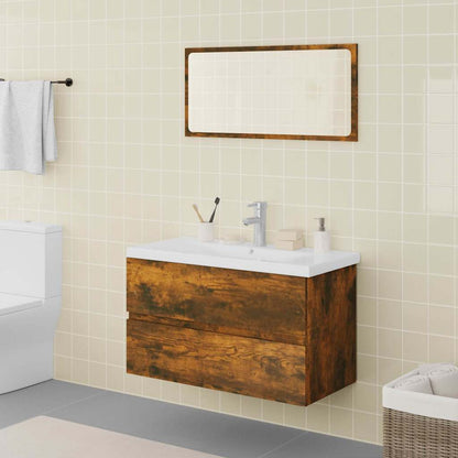 Bathroom Furniture Set Engineered Wood Depth 39.5 cm Smoked oak without faucet