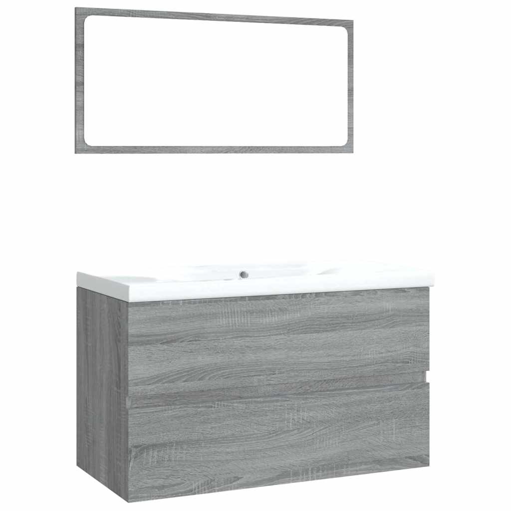 Bathroom Furniture Set Engineered Wood Depth 39.5 cm Grey sonoma without faucet