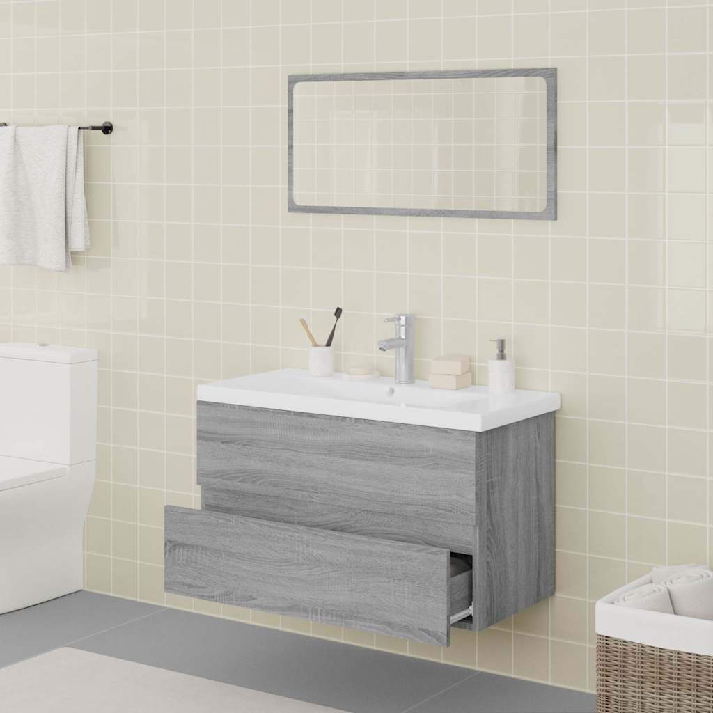 Bathroom Furniture Set Engineered Wood Depth 39.5 cm Grey sonoma without faucet