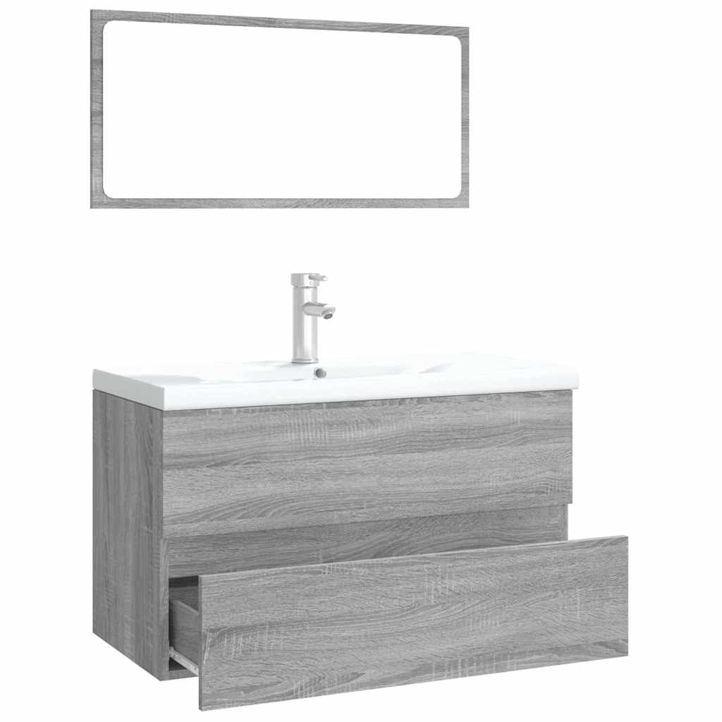 Bathroom Furniture Set Engineered Wood Depth 39.5 cm Grey sonoma without faucet