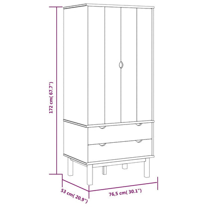 vidaXL Wardrobe "OTTA" 76,5x53x172 cm Solid Wood Pine 6