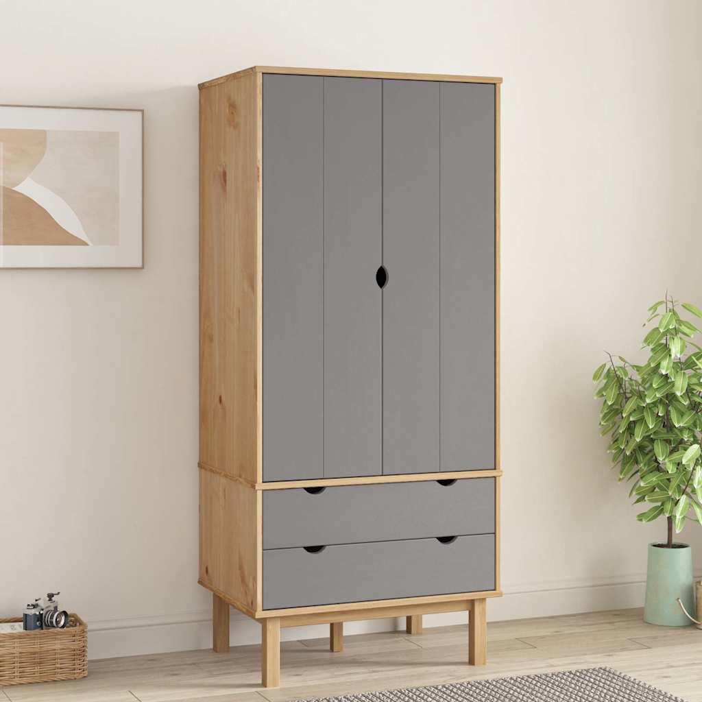 vidaXL Wardrobe "OTTA" 76.5x53x172 cm Solid Wood Pine