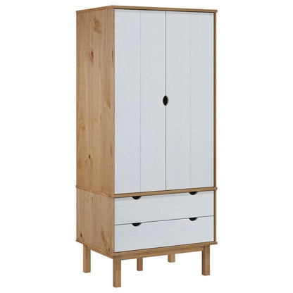 vidaXL Wardrobe "OTTA" Brown and White 76,5x53x172 cm Solid Wood Pine 5