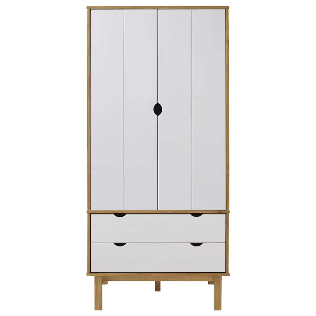 vidaXL Wardrobe "OTTA" Brown and White 76,5x53x172 cm Solid Wood Pine 3