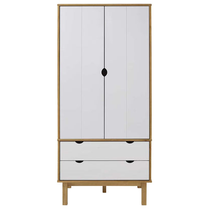 vidaXL Wardrobe "OTTA" Brown and White 76,5x53x172 cm Solid Wood Pine 3
