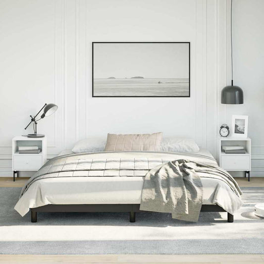 Bed Frame without Mattress 100x203cm Faux Leather Black California King 25 cm