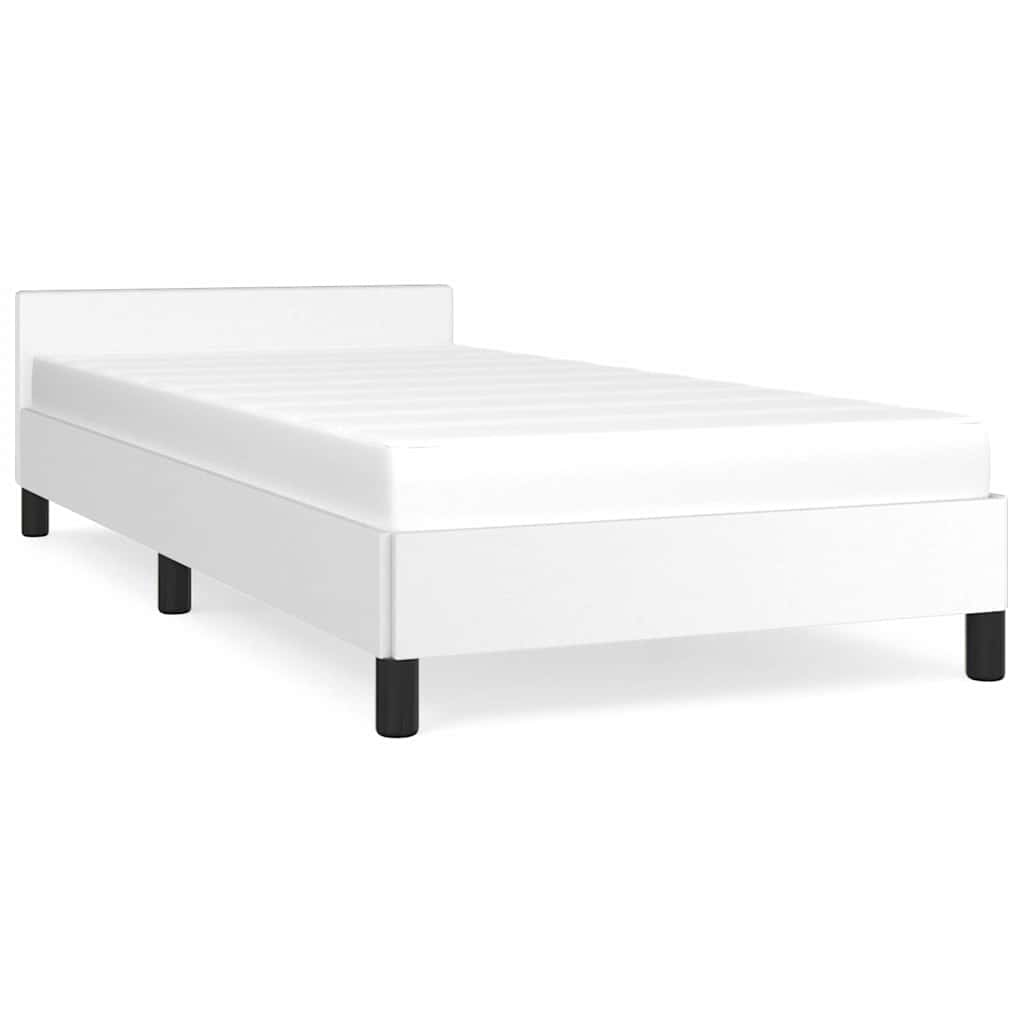 Bed Frame without Mattress Faux Leather White Twin XL