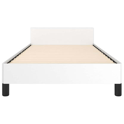 Bed Frame without Mattress Faux Leather White Twin XL