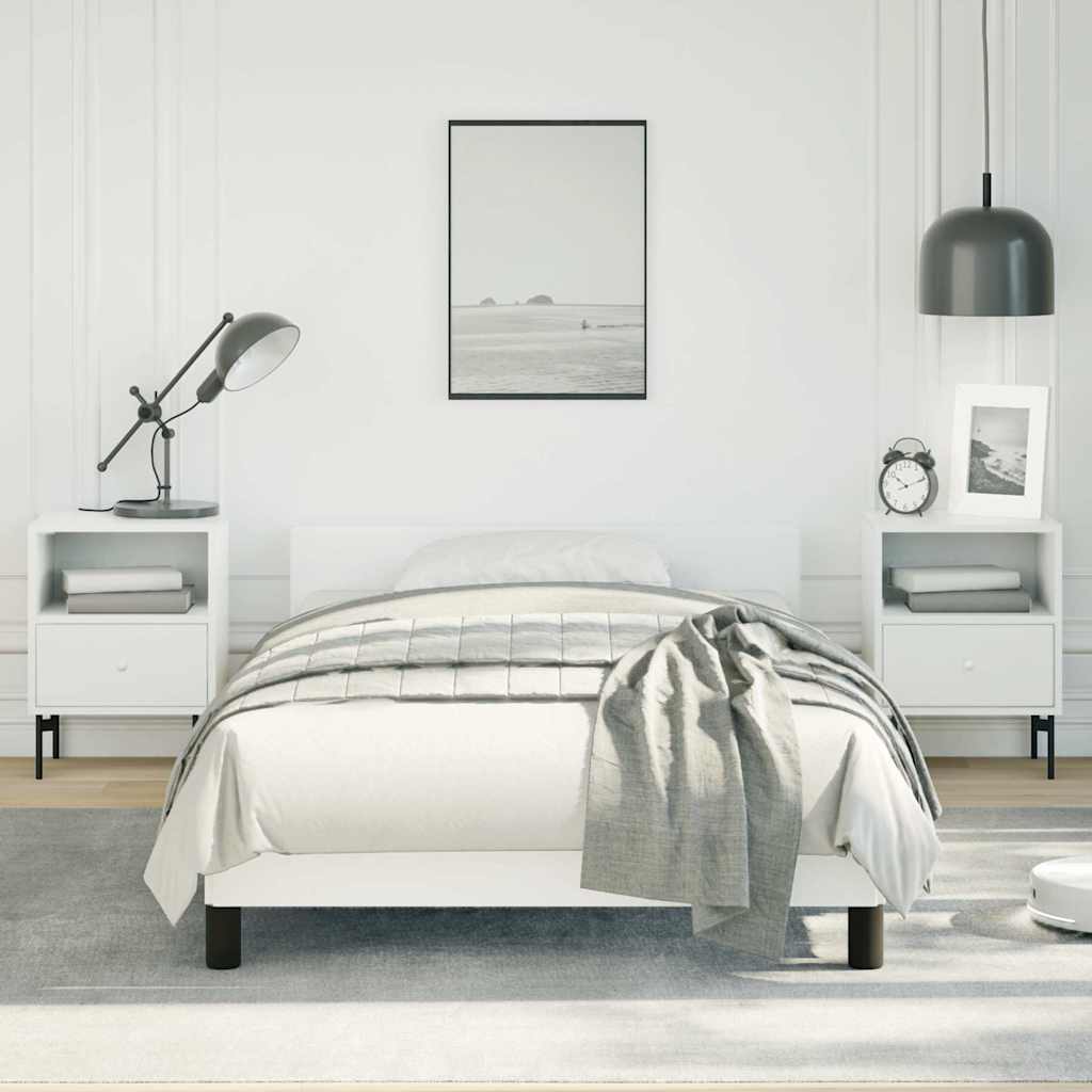 Bed Frame without Mattress Faux Leather White Twin XL