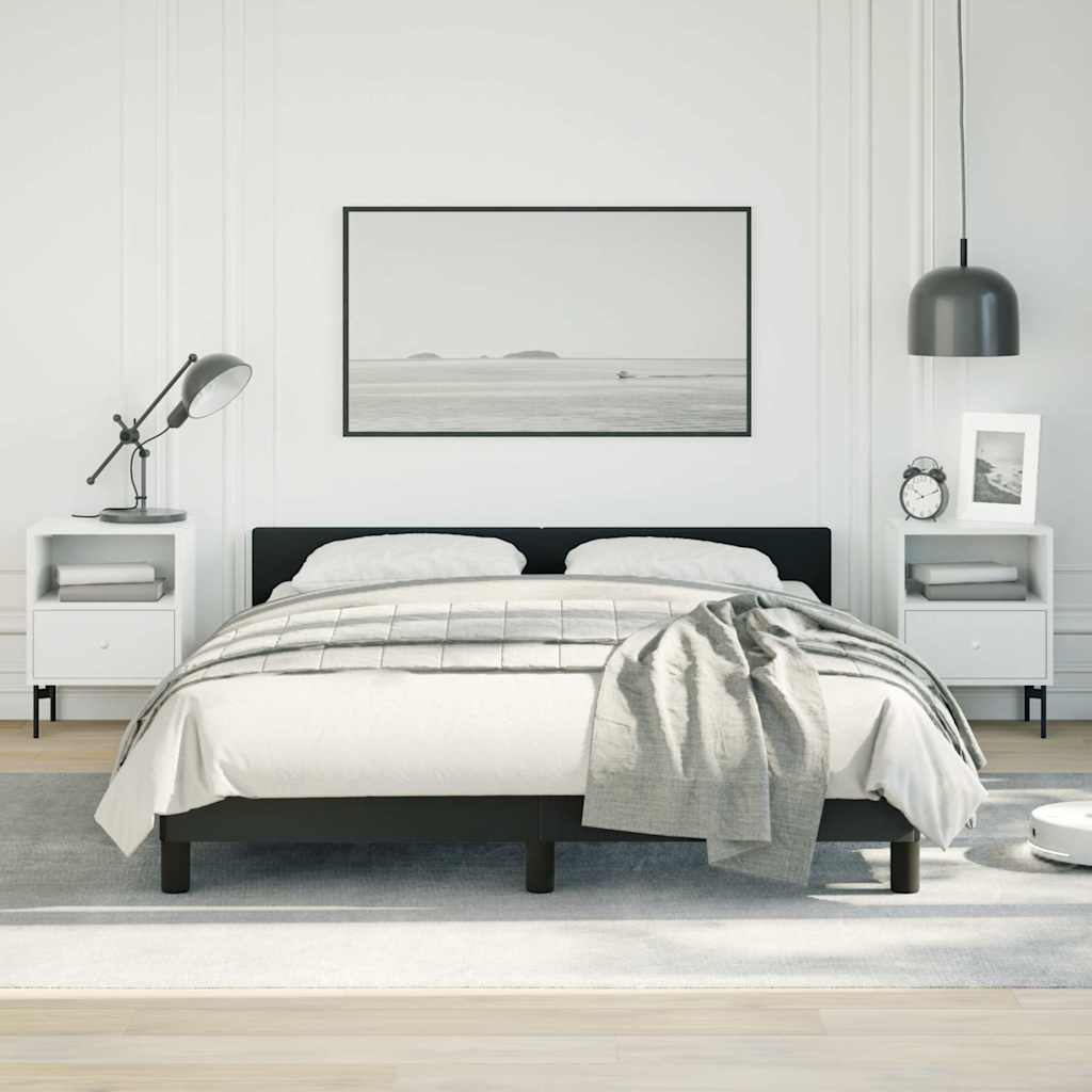 Bed Frame without Mattress Faux Leather Black Double Size