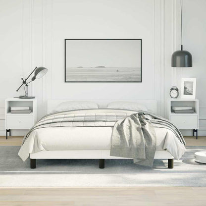 Bed Frame without Mattress Faux Leather White Double Size